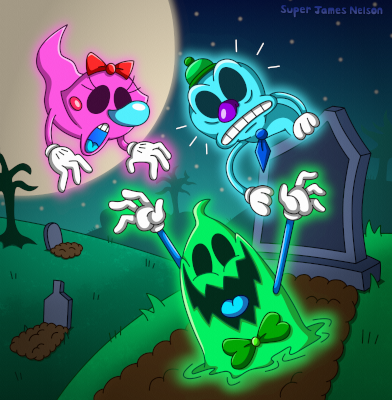 Cartoon Ghost Graveyard